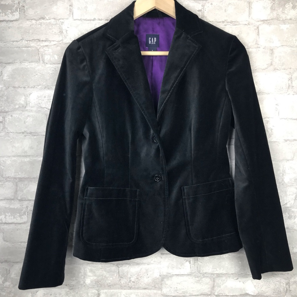 GAP | Velour Two Button Blazer Black
